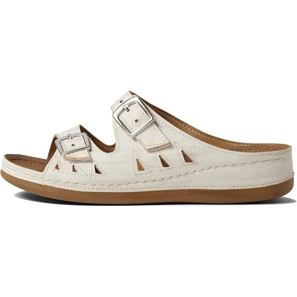 Flexus Samuella Sandals Women's 9 Beige Adjustable Strap Comfort Slip-On ZPO121